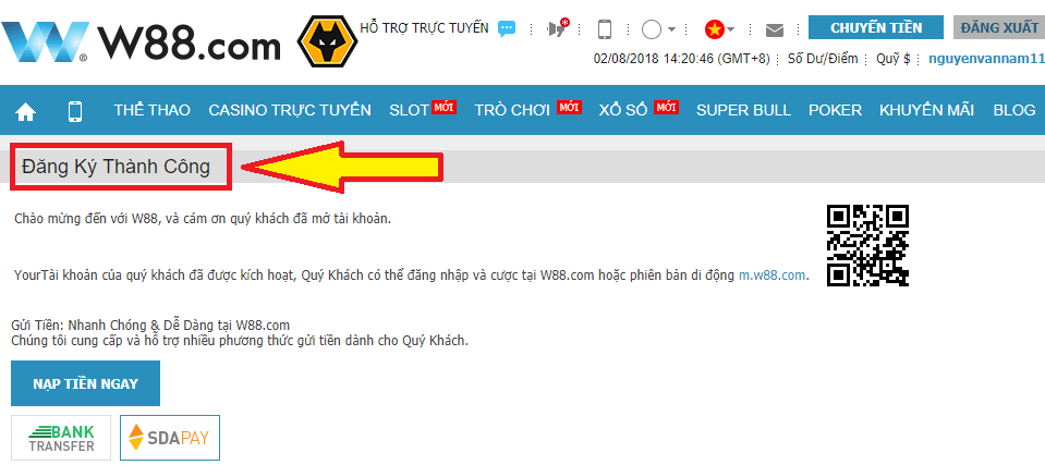 Cac buoc dang ky tai khoan w88